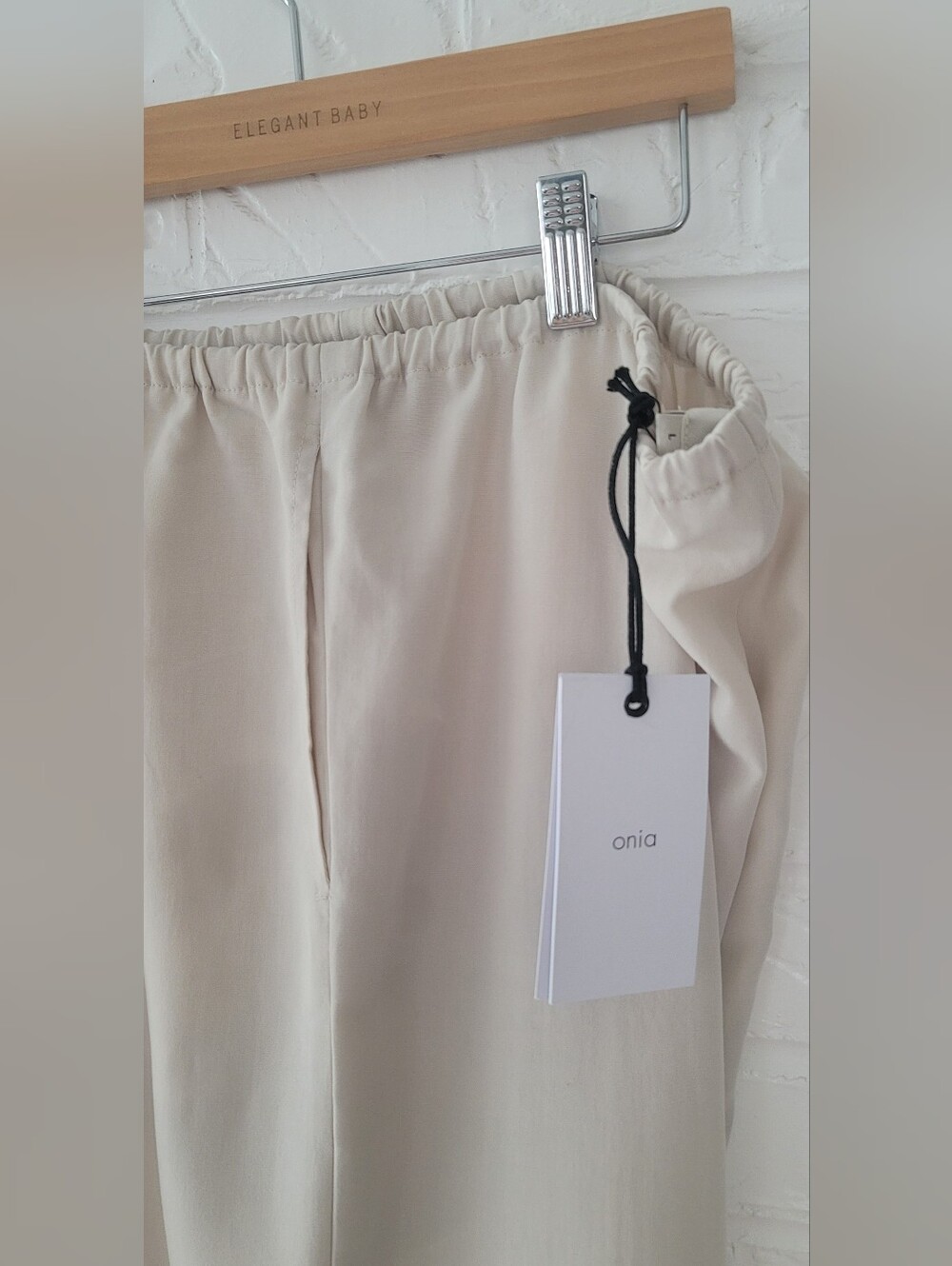 ONIA Women’s Cream Wide-Leg Drawstring Linen Blend Pants size L - Picture 7 of 8